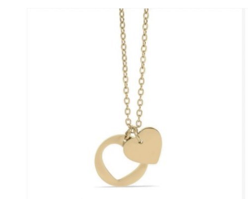 Engraved heart & open heart charm necklace