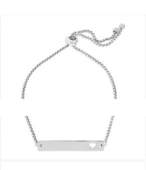 Engraved engravable bar bracelet with heart