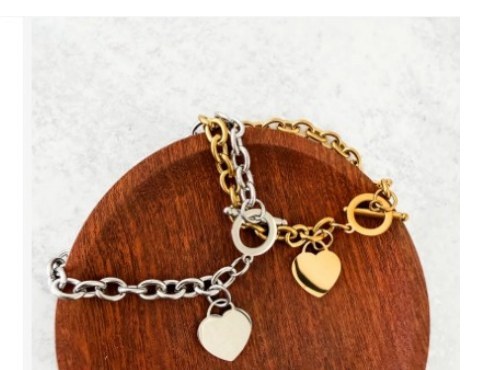 Engraved heart charm chain bracelet