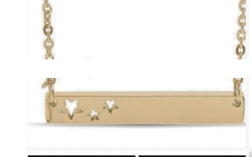 Engraved star cutout bar necklace
