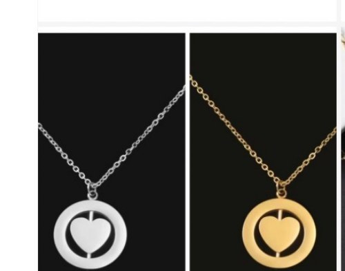 Engraved circle heart cutout necklace