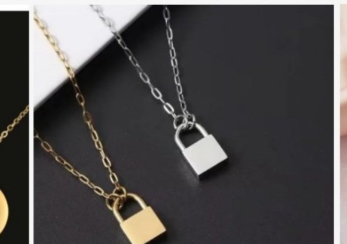 Engraved padlock charm necklace