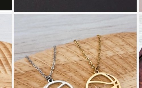 Engraved basketball charm necklace