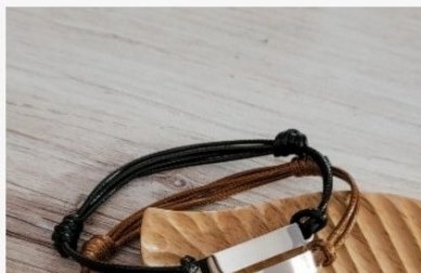 Engraved black cord id bar bracelet