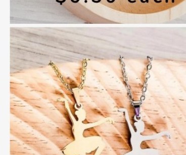 Engraved ballerina charm necklace