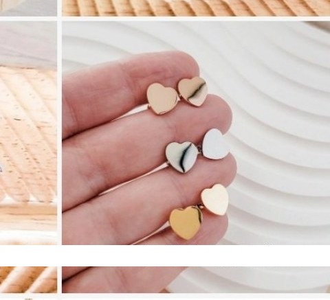 Engraved heart stud earrings set