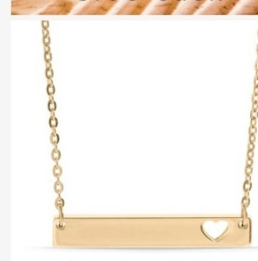 Engraved bar necklace with heart cutout
