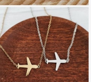Engraved airplane charm necklace