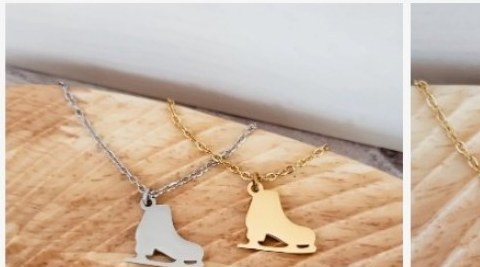 Engraved ice skate charm necklace