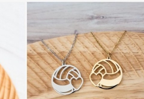 Engraved volleyball charm necklace