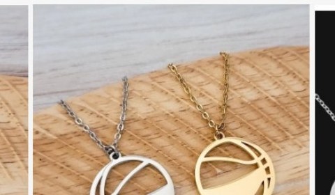 Engraved basketball charm necklace - cutout
