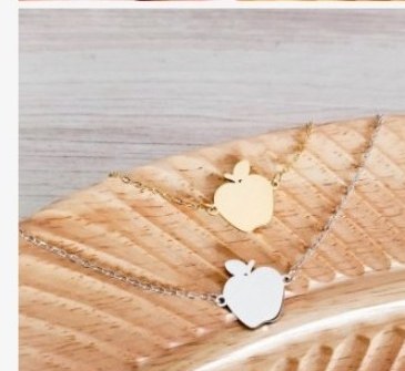 Engraved apple charm necklace