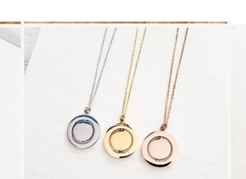 Engraved locket circle charm necklace
