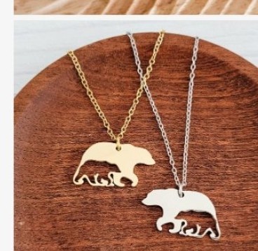 Engraved bear silhouette necklace