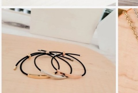 Engraved black cord beaded bracelet