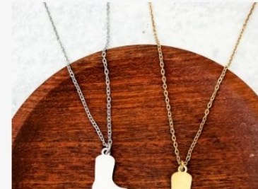 Engraved western boot charm necklace