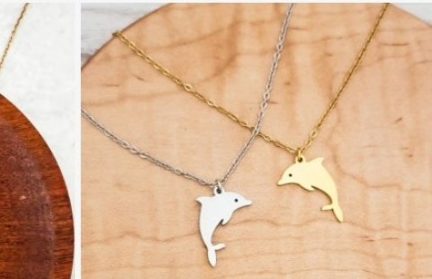 Engraved dolphin charm necklace
