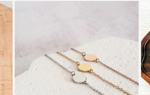 Engraved tiny disc layered bracelet