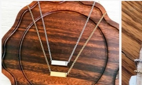 Engraved layered bar necklace