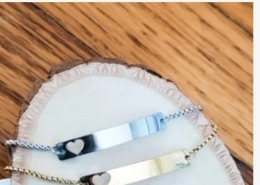 Engraved silver bar bracelet pair