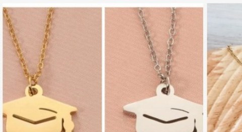 Engraved graduation cap charm necklace