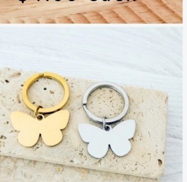 Engraved butterfly ring keychain