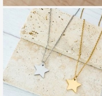 Engraved star charm necklace pair