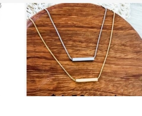 Engraved layered bar necklace - double chain