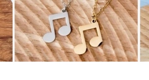 Engraved music note charm necklace