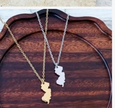 Engraved state silhouette necklace