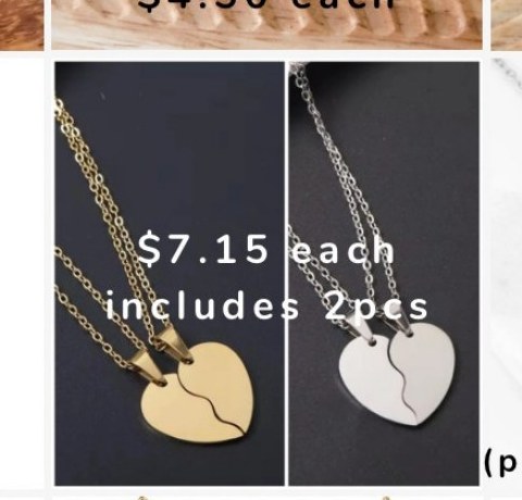 Engraved broken heart best friend necklace set