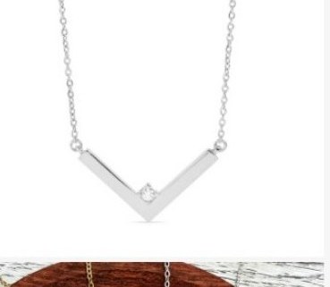 Engraved v-shape rhinestone necklace