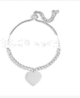 Engraved beaded bracelet with heart charm - variant