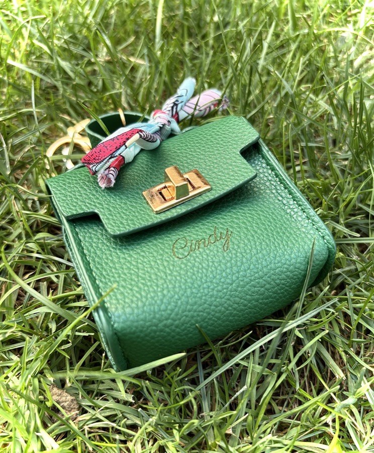 Engraved mini bag charm keychain
