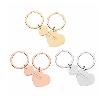 Heart & Key Charm Keychain Set