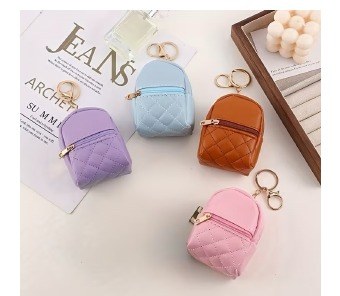 Mini Quilted Backpack Pouch Keychain
