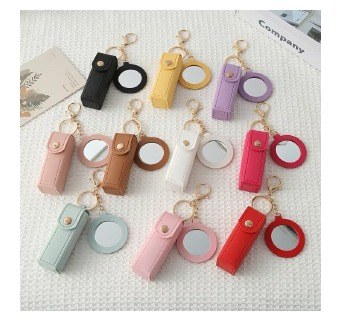 Lipstick Case & Mirror Keychain Set