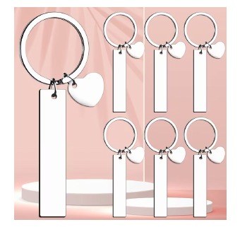 Blank Bar Keychain with Heart Charm