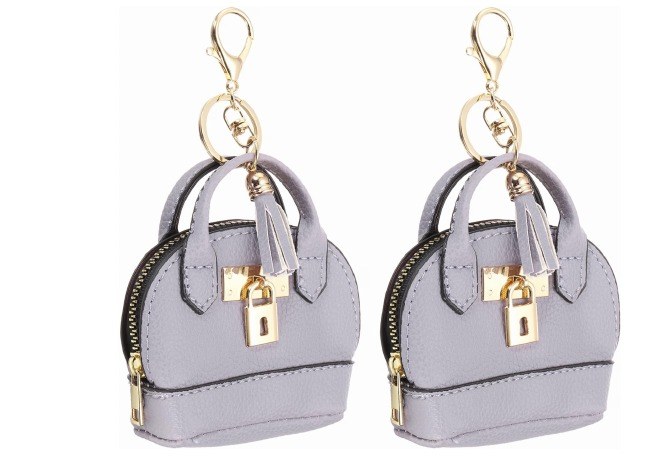 Mini Duo Bag Keychains - Gray Padlock & Tassel