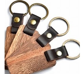 Wood & Leather Keychain