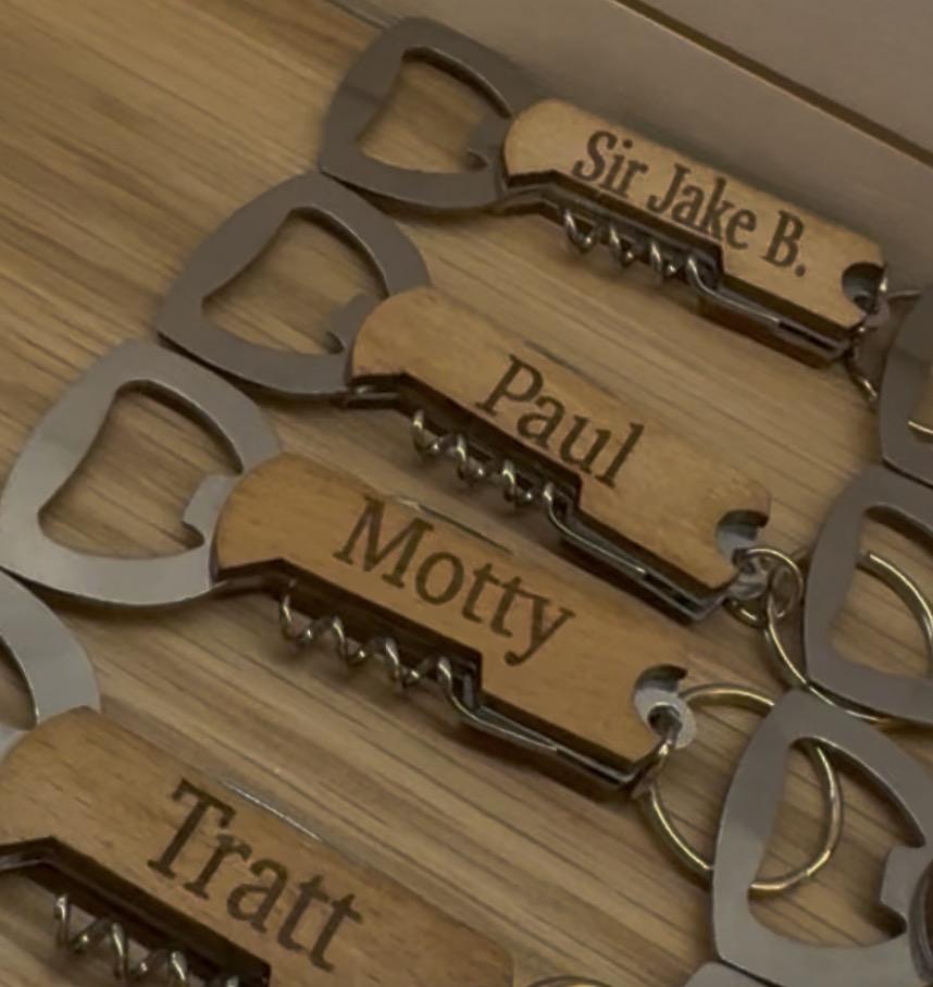 Engraved bottle and corkscrew openers