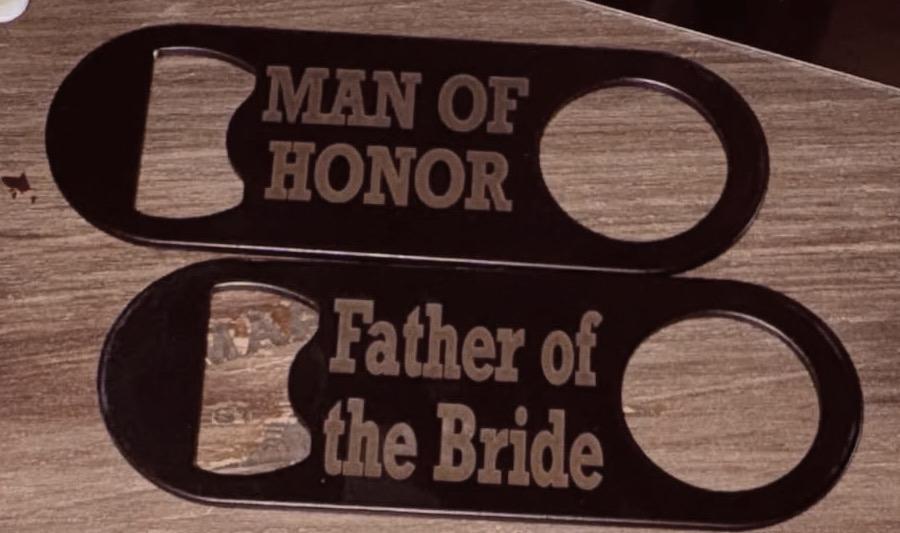 Engraved flat bottle openers