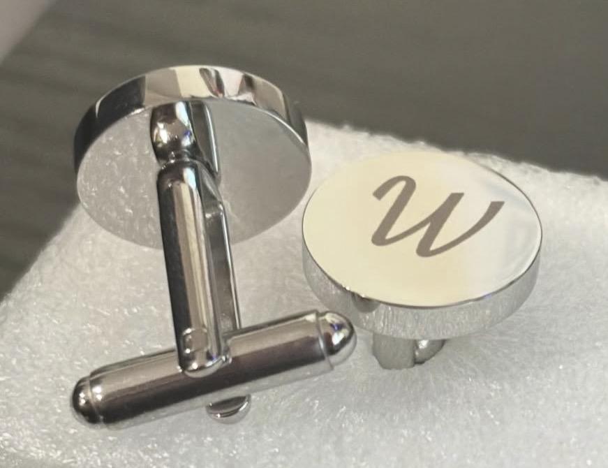 Engraved monogram cuff links