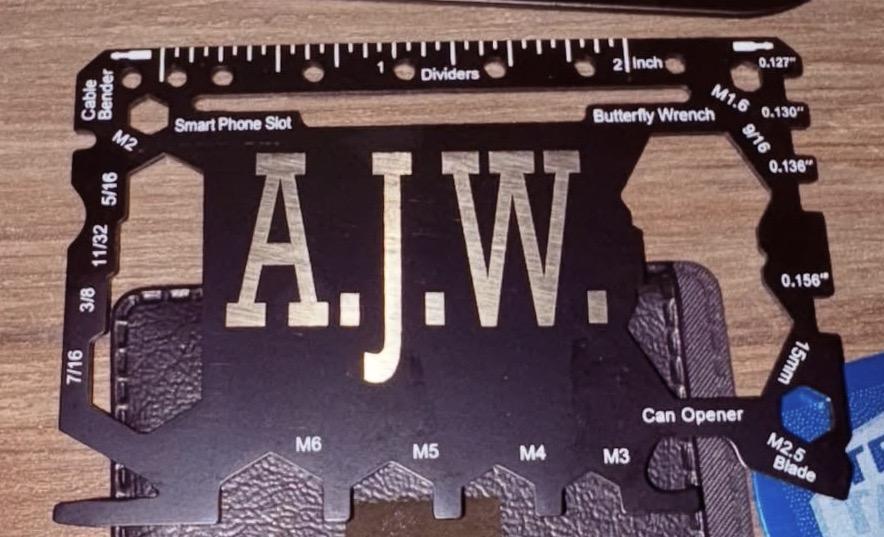 Engraved multi-tool card