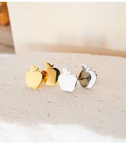 Engraved apple stud earrings
