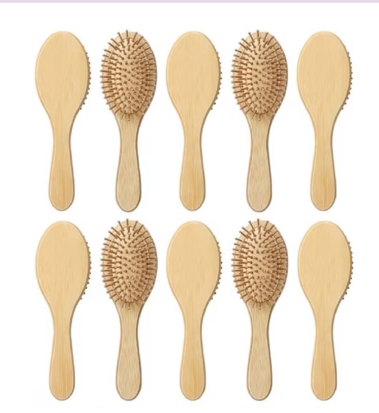 Engraved wooden hairbrushes