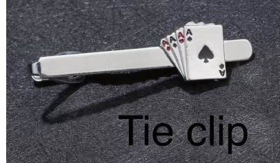 Engraved playing card tie clip