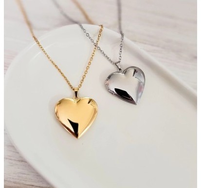 Engraved heart locket necklace